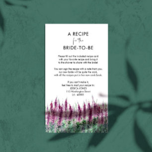 Recepción Tarjeta de receta de agua lilac lavender BridalSho