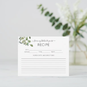 Recepción Tarjeta de Receta de Aquarela de Eucalipto para De