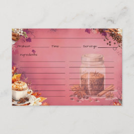 Recepción Tarjeta de receta de azúcar y especias