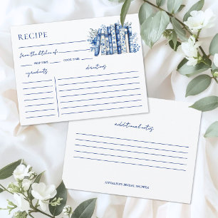 Recepción Tarjeta de receta de desayuno de boda Blue Book