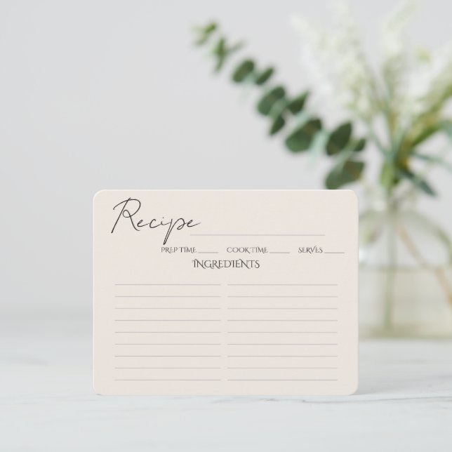 Recepción Tarjeta de receta de ducha de novia con guión mini (Anverso de pie)