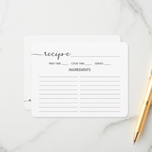 Recepción Tarjeta de receta de ducha de novia con guión mini (Anverso/Reverso In Situ)