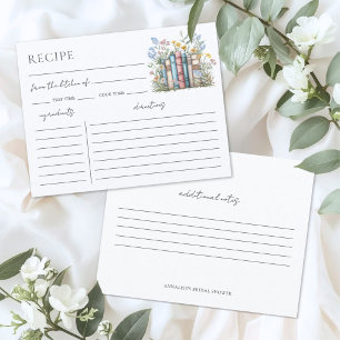 Recepción Tarjeta de receta de ducha de novia de libro elega