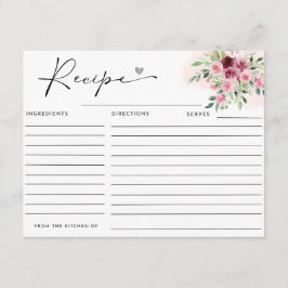 Recepción Tarjeta de receta de ducha de novia floral borgoño