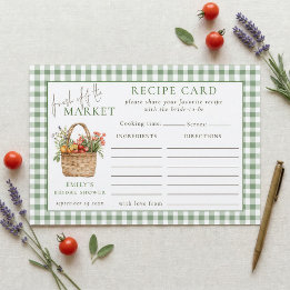 Recepción Tarjeta de Receta de Ducha de Novia Gingham Fresh