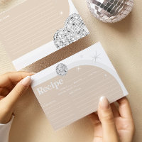 TARJETA DE RECETA DE ducha de novia retro de plata