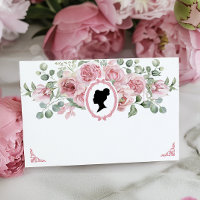 Tarjeta de receta de ducha de novia rosa floral vi