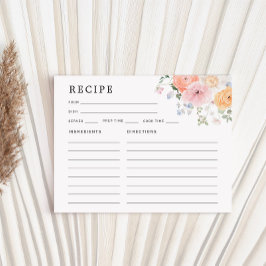 Recepción Tarjeta de Receta de Ducha Nocturno Floral Pastel