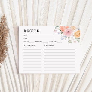 Recepción Tarjeta de Receta de Ducha Nocturno Floral Pastel