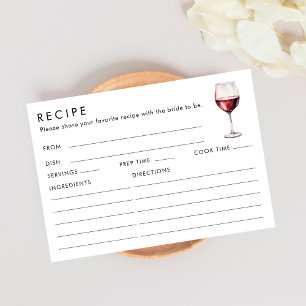 Recepción Tarjeta de Receta de Ducha Nupcial con Tema de Vin