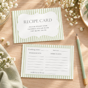Recepción Tarjeta de receta de ducha nupcial de rayas verde 