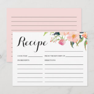 Recepción Tarjeta de Receta de Ducha Nupcial Floral Botánica