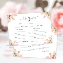 Tarjeta de Receta de Ducha Nupcial Floral Rosa Rub