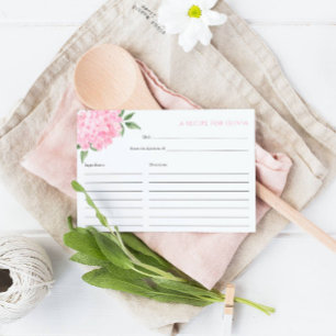 Recepción Tarjeta de receta de floración de Hortensia Rosa