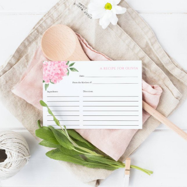 Recepción Tarjeta de receta de floración de Hortensia Rosa (Subido por el creador)