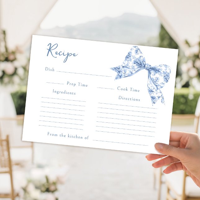 Recepción Tarjeta de Receta de Flores de Toile Azul para Des (Subido por el creador)