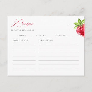 Recepción Tarjeta de receta de fresa acuarela Berry In Love