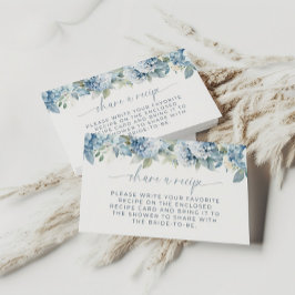 Recepción Tarjeta de receta de hortensias azules