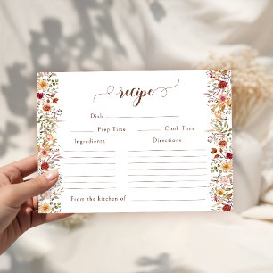 Recepción Tarjeta de receta de la ducha de la novia de otoño