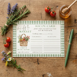 Recepción Tarjeta de receta de la ducha nupcial de Gingham S