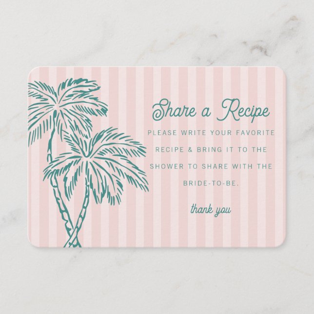 Recepción Tarjeta de receta de la playa pastel de Palm Sprin (Anverso)