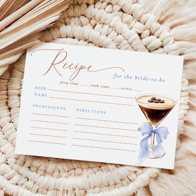 Recepción Tarjeta de Receta de Martini de Espresso Elegante  (Subido por el creador)