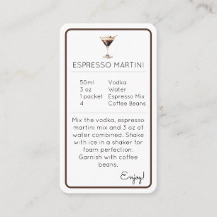 Recepción Tarjeta de Receta de Minicóctel de Martini de Espr