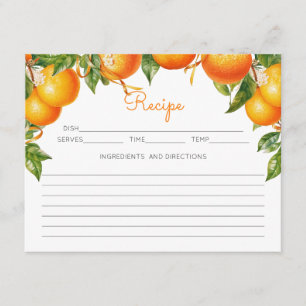 Recepción Tarjeta de receta de naranja con tema de cítricos
