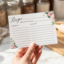 Tarjeta de receta de novia para ser rosa floral su