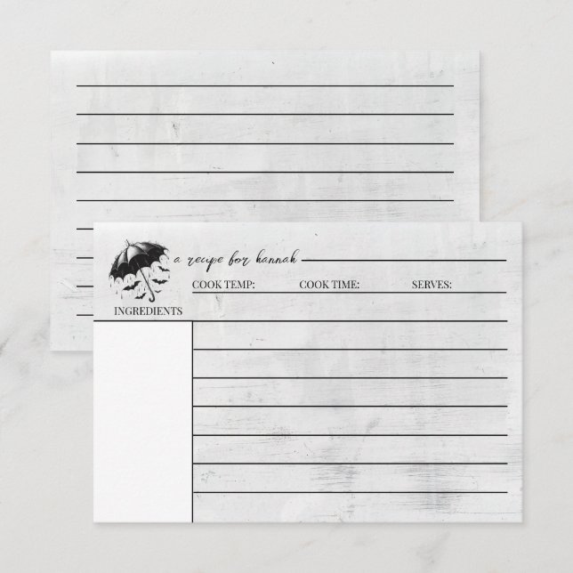 Recepción Tarjeta de receta de paraguas de ducha (Anverso / Reverso)