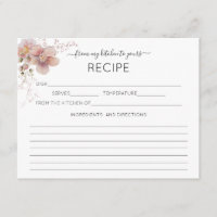 Tarjeta de receta floral color agua rosa