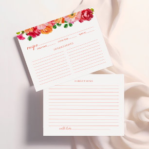 Recepción Tarjeta de receta floral rosa y Naranja dulce