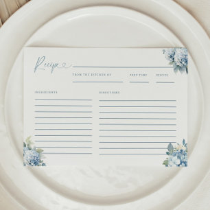 Recepción Tarjeta de Receta para Bridal Shower de Hortensia