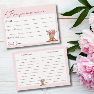 Recepción Tarjeta de receta para ducha de novia de vaquera r