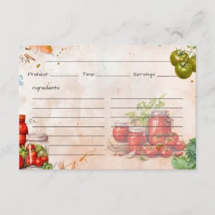 Recepción Tarjeta de receta para pasta de tomate