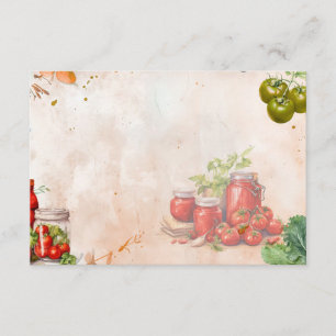 Recepción Tarjeta de receta para pasta de tomate en blanco
