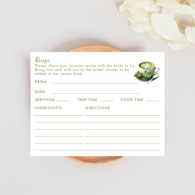 Recepción Tarjeta de receta temática de té verde Matcha a do (Subido por el creador)