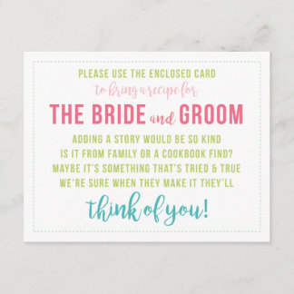 Recepción Tarjeta de recetas de color brillante Tarjeta de e