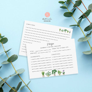 Recepción Tarjeta de recetas de ducha de novia para plantas