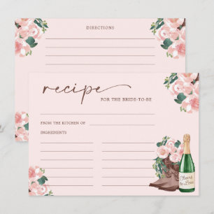 Recepción Tarjeta de recetas florales de champán Bubbly