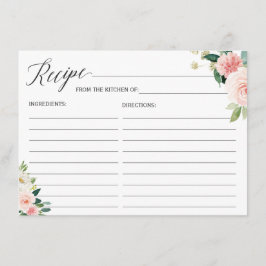 Recepción Tarjeta de recetas Rubor Floral Rosa