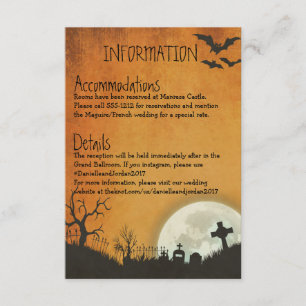 Recepción Tarjeta de recinto de Halloween para boda en naran