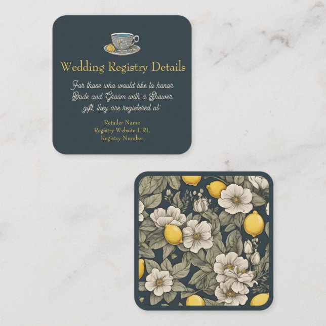 Recepción Tarjeta de regalo de boda con limón 'Deseos con Ze (Anverso / Reverso)