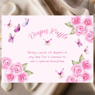 Recepción Tarjeta de regalo de pañales con mariposas rosadas