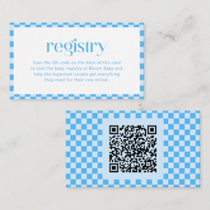 Recepción Tarjeta de Registro Azul a Cuadros Retro para Baby