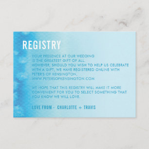 Recepción TARJETA DE REGISTRO :: azul acuarela ombre