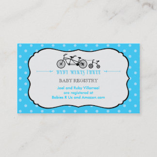 Recepción Tarjeta de registro Baby Shower Tandem Bicycle