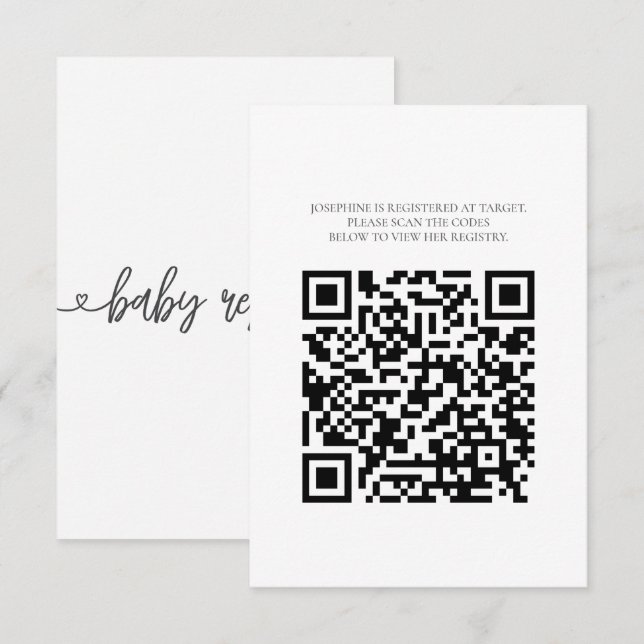 Recepción Tarjeta de Registro de Baby Shower con Código QR M (Anverso / Reverso)