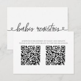 Recepción Tarjeta de Registro de Baby Shower con Códigos QR 