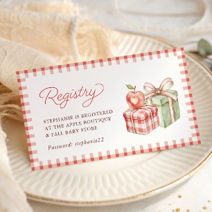 Recepción Tarjeta de Registro de Baby Shower de Gingham Appl